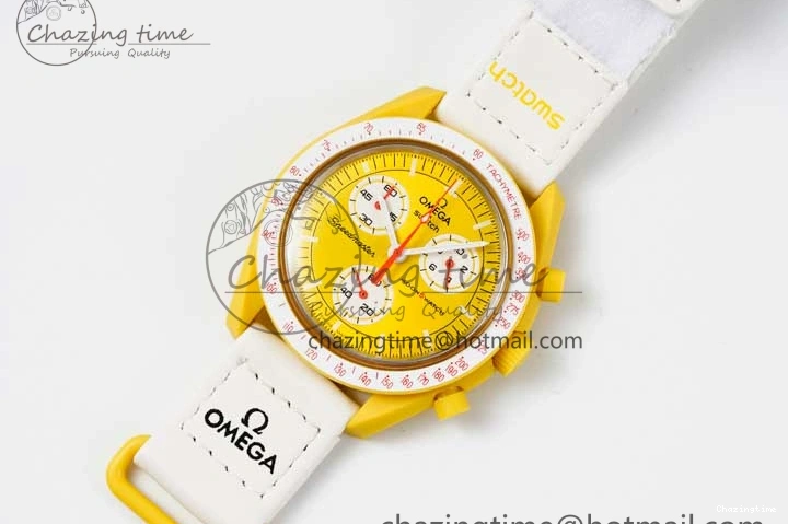 1223 Speedmaster Misson To The Sun 1:1 Best Edition Yellow Dial On Nylon Strap Quartz FlexibleFit 7855